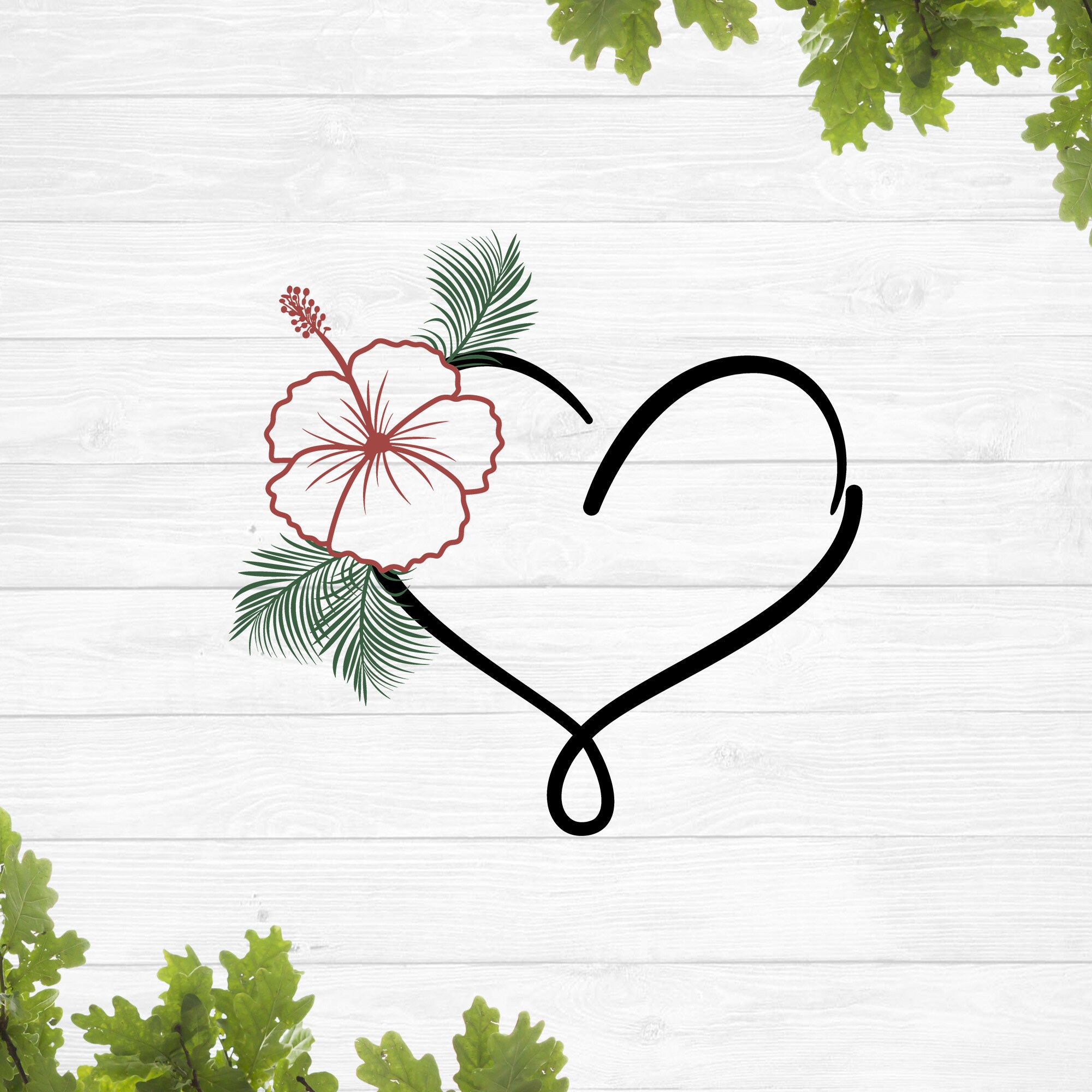 ハイビスカスの花の svg、ハートのハイビスカスの svg