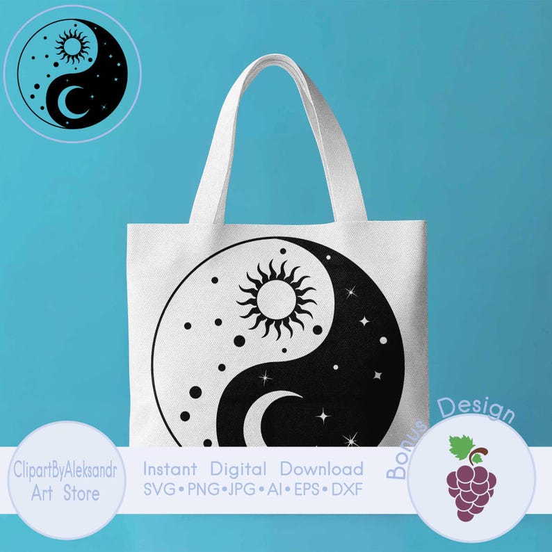 Yin Yang Sun Moon Svg, Balance Symbol Png, Day Night Svg, Celestial Svg ...