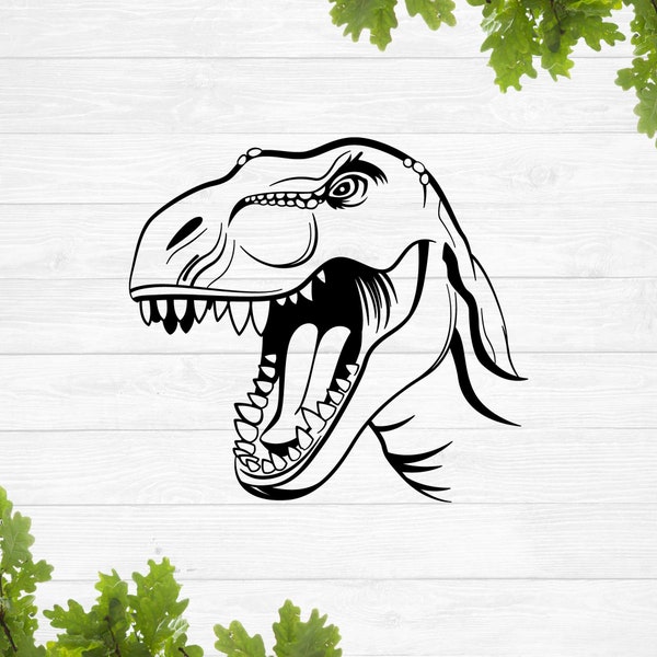 Dinosaur head svg, dinosaur face svg, dinosaur svg, dinosaur silhouette svg, roaring dinosaur svg, realistic dinosaur svg