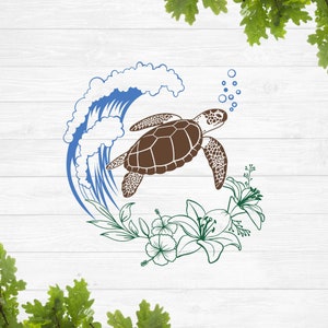 Hawaiian turtle svg, swimming turtle svg, tribal turtle svg, cute turtle svg, turtle svg, sea turtle svg, turtle with flowers svg