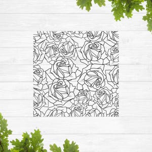 Rose pattern svg, Dlack and white roses svg, Seamless pattern svg, Flower svg, Floral svg design, window decal design