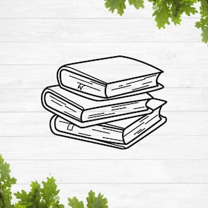 May include: A stack of three black and white illustrated books. The books are stacked on top of each other with the top book being the largest.