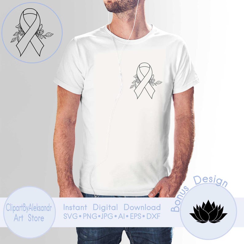 Awareness Ribbon With Flowers SVG | Support Cause Cut File - Etsy Canada