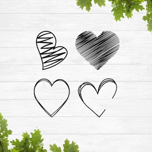 Svg coeur à gribouiller, svg coeur esquisse, svg de la Saint-Valentin