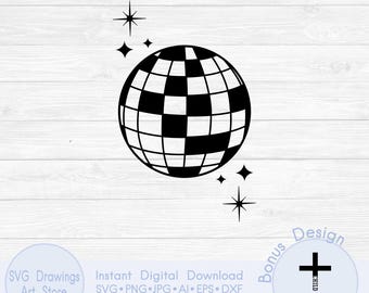 Disco ball svg, Retro party dance clipart, Sparkle disco sphere svg, Disco ornament svg, Sparkle svg