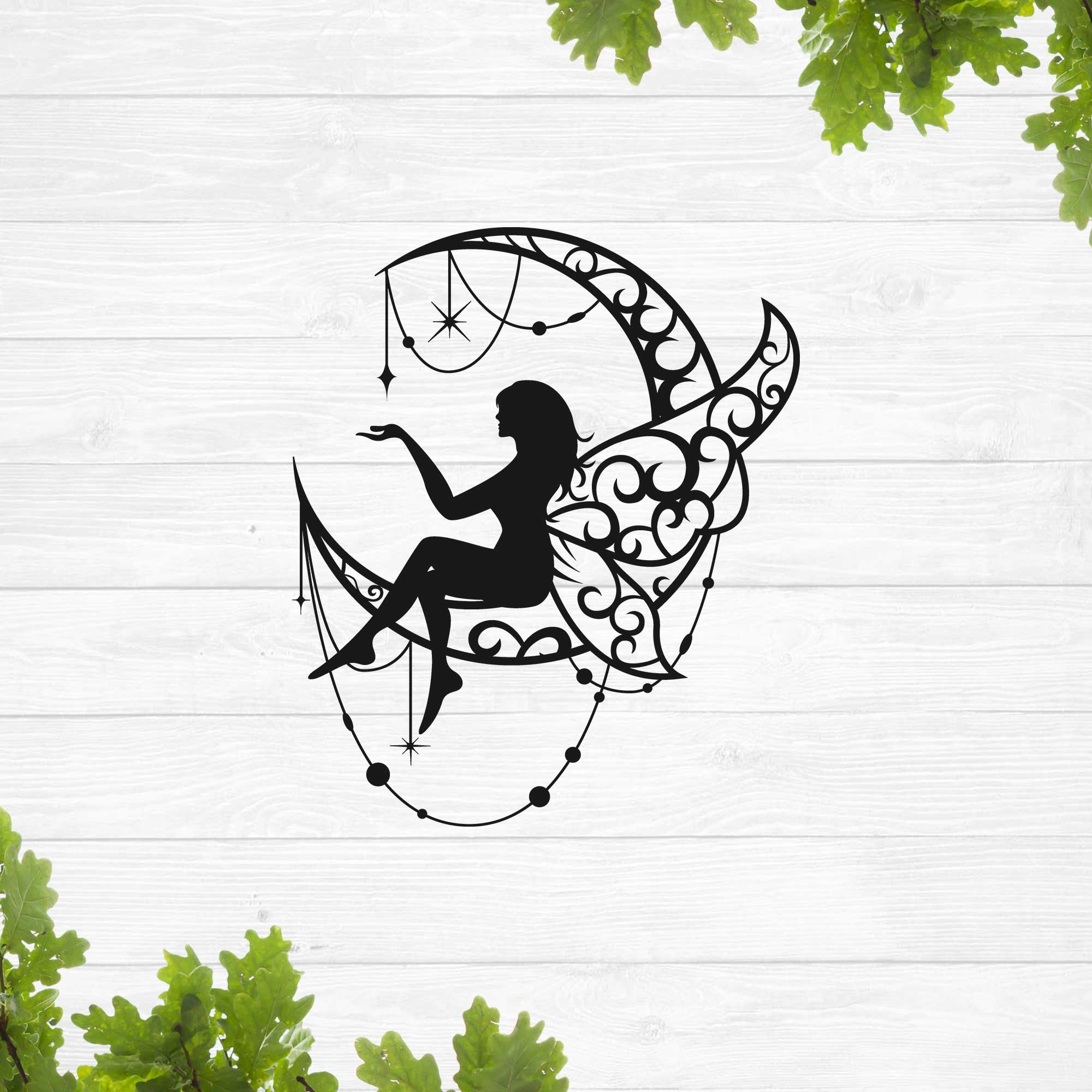 Moon Fairy Svg, Mystical Fairy Svg, Celestial Dreamcatcher Fairy