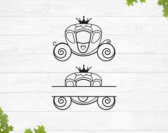 Princess carriage svg, Carriage monogram svg, Monogram frame svg, Fairy svg, Vintage horse carriage svg