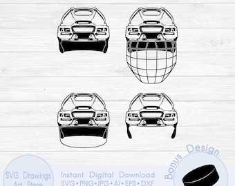 Casco de hockey SVG, archivos PNG, JPG y DXF, Máscara de portero SVG, Equipo de hockey SVG, Hockey sobre hielo SVG
