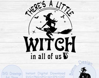 Det finns en liten häxa i oss alla svg, Praktisk magi svg design, Häxcitat svg, Halloween mammatröja svg, Häxordspråk svg