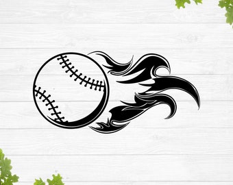 Baseball with flames svg design Baseball shirt design Flaming baseball svg image