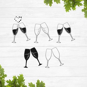 Champagnefluiten svg, champagneglazen svg, Cheers svg, Valentijn svg, viering svg, Toast svg