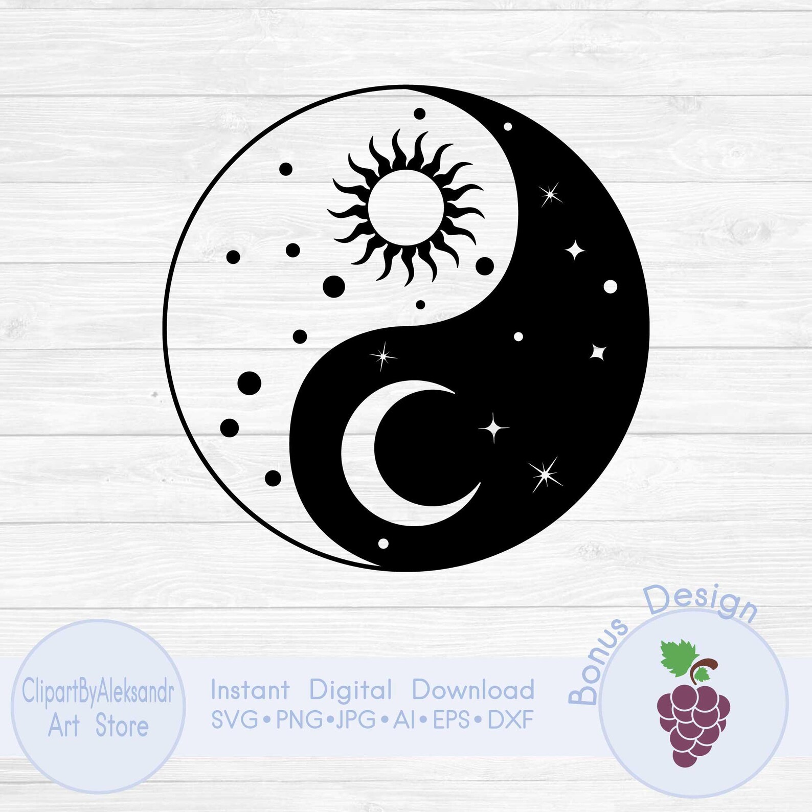 Yin Yang Sun Moon Svg, Balance Symbol Png, Day Night Svg, Celestial Svg ...