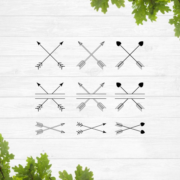 Crossed arrows svg, arrow monogram svg, Tribal arrows svg, Hand drawn arrows svg, Archery arrows svg