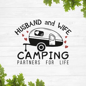 Ehemann und Frau Camping Partner für Leben svg, Campingleben svg, Familienreisedesign, T-Shirt Sublimationspng Design