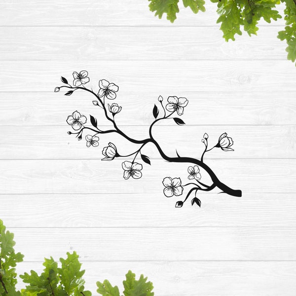 Cherry blossom svg, Sakura svg, Cherry blossom branch svg, Japanese cherry blossom svg, Tree branch with flowers svg, Spring cherry blossom