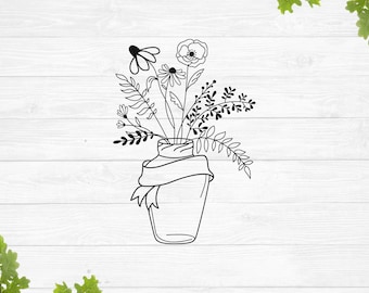 Flower vase svg, Flower svg, Flower bouquet svg, Floral bouquet svg, Wildflowers svg, Garden flower svg, Floral arrangement svg