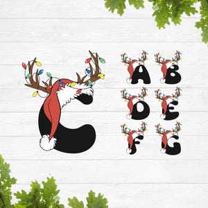 Christmas ABC svg, Christmas alphabet clipart bundle, Christmas letter svg, A-Z Letters svg, Santa hat svg, Christmas gifts idea