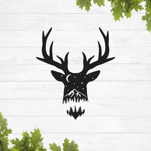 Hirsch und Berge svg, Hirsch Szene svg