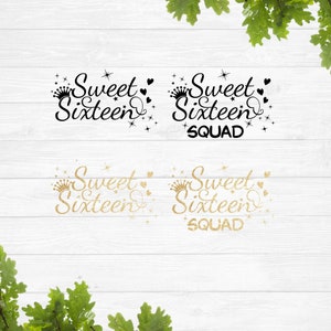 Sweet sixteen svg, Birthday squad svg, 16th birthday svg, Birthday girl shirt svg, Birthday party svg, Sublimation design png