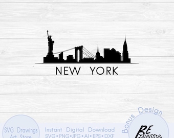 New York skyline svg, City silhouette svg, Travel svg, USA city svg, Modern skyline svg