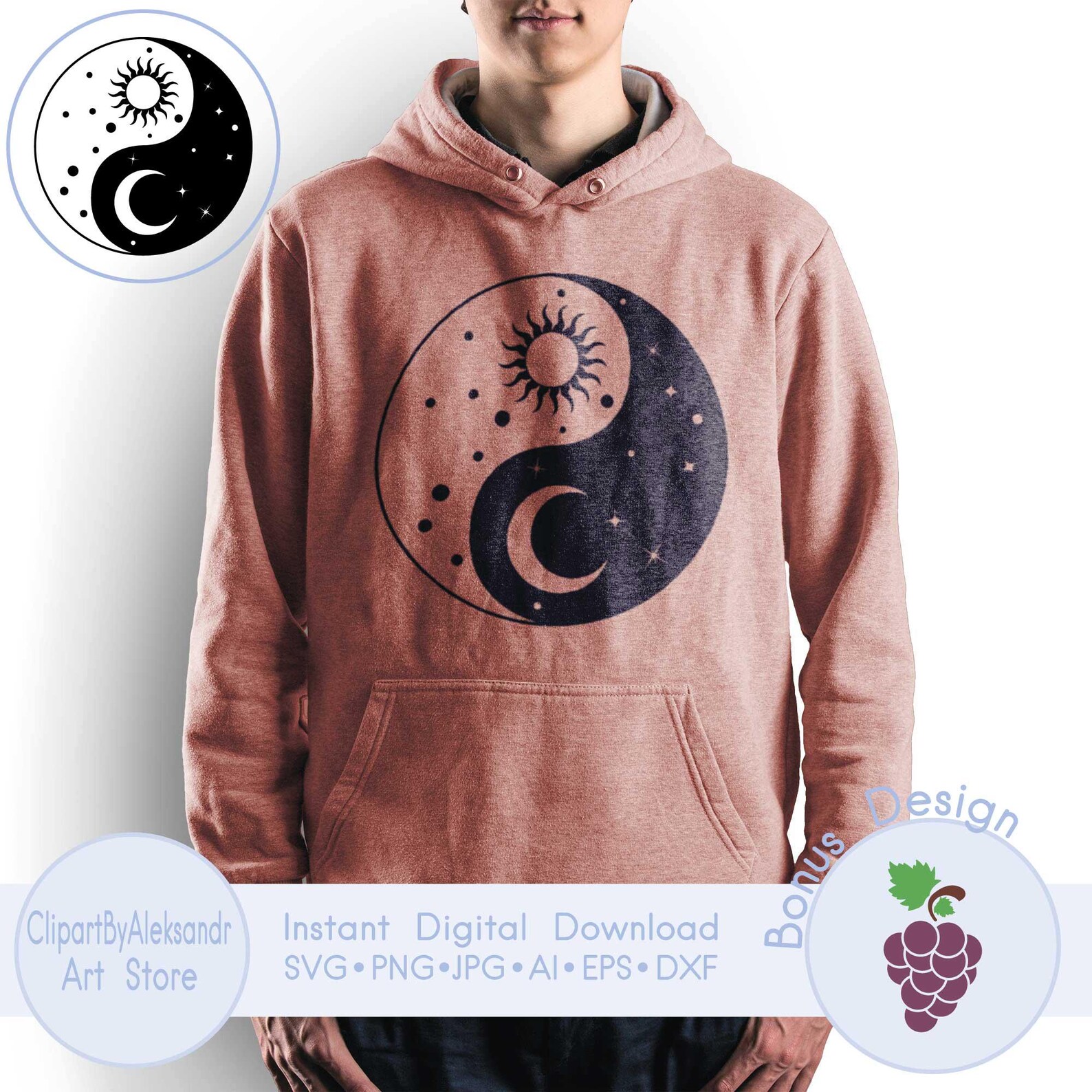 Yin Yang Sun Moon Svg, Balance Symbol Png, Day Night Svg, Celestial Svg ...