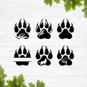 Svg patte de loup, monogramme de patte, empreinte de patte svg, svg de patte fendue