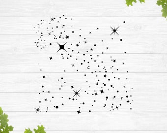 Starry sky svg, night sky svg, falling stars pattern svg, scattered stars svg, stars background svg, sparkle svg