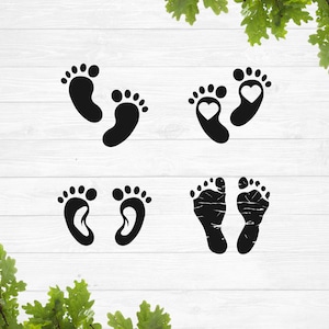 Voetafdrukken baby svg, baby voeten svg, peuter svg, baby voeten met hart svg, eerste stap svg