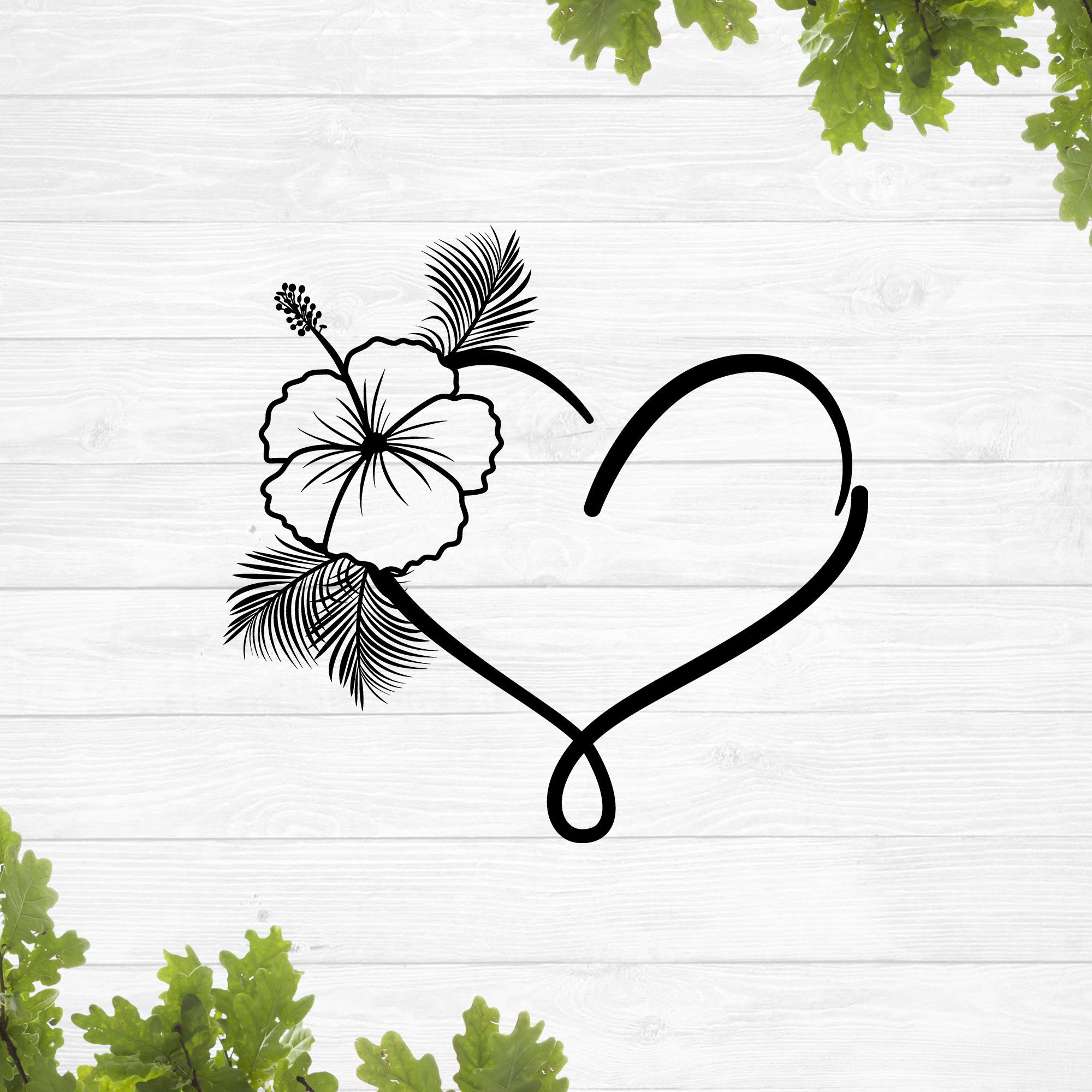 ハイビスカスの花の svg、ハートのハイビスカスの svg、レイヤード 