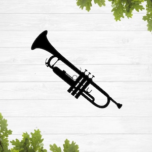 SVG, Trompeta svg, música svg, instrumento musical svg, plantilla de vinilo, silueta cricut, archivo de corte