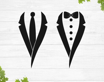 Esmoquin con pajarita SVG, Esmoquin de boda SVG, Camisa de esmoquin, Chaquetas de hombre SVG, Trajes de boda