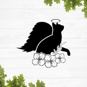 Cat with angel wings and halo svg, Cat memorial svg, Pet loss svg, Cat memory svg, Pet love svg, Memory of cat svg, Kitten svg