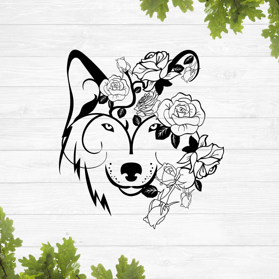 Wolf Svg, Wolf Face Svg, Wolf Head Svg, Wolf, Wolf With Flowers - Etsy