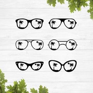 Beach sunglasses svg, sunglasses with palm trees svg, sun glasses svg, summer svg