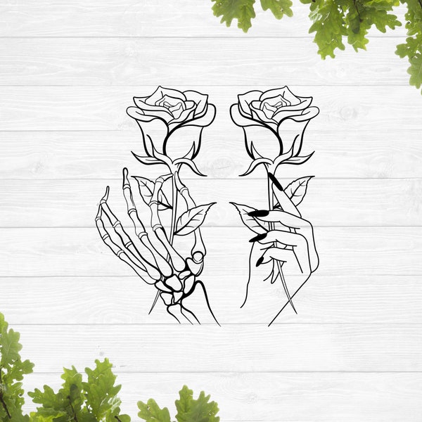 Hände halten Rose svg, Skeletthand svg, Rose svg
