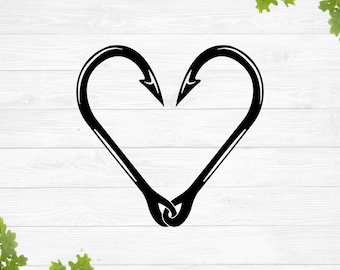 2 fishing hooks making a heart gone fishing Fish Hook 11 inch Red Indoor Outdoor Vinyl Decal : Tools & Home Improvement The Love fishing svg digital image looks cute on t Fish Hook Heart - YouTube