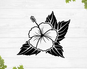 Tropical Flowers Svg Simple Hawaiian Flower Svg Hibiscus Etsy