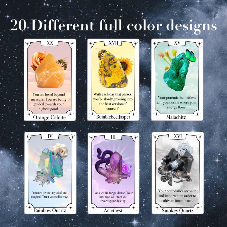 Crystal Oracle Cards Printable Digital Download PDF Tarot Etsy