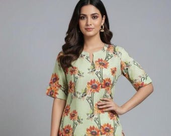 Floral Print Cotton Flex Co-ord Set, Indian Ethnic Wear