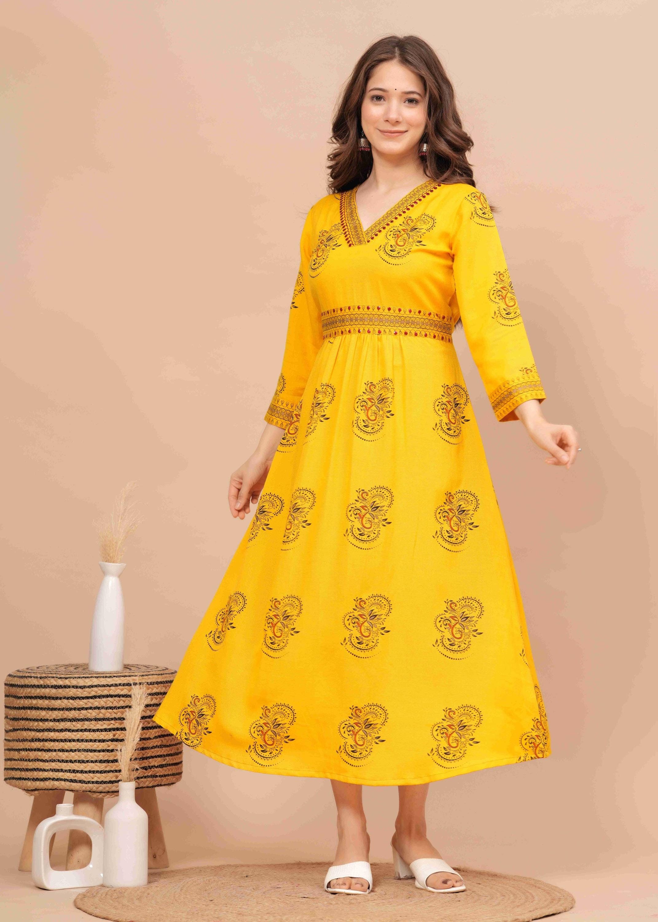 Yellow Long Anarkali Kurti Flipkart Flipkart Printed Anarkali