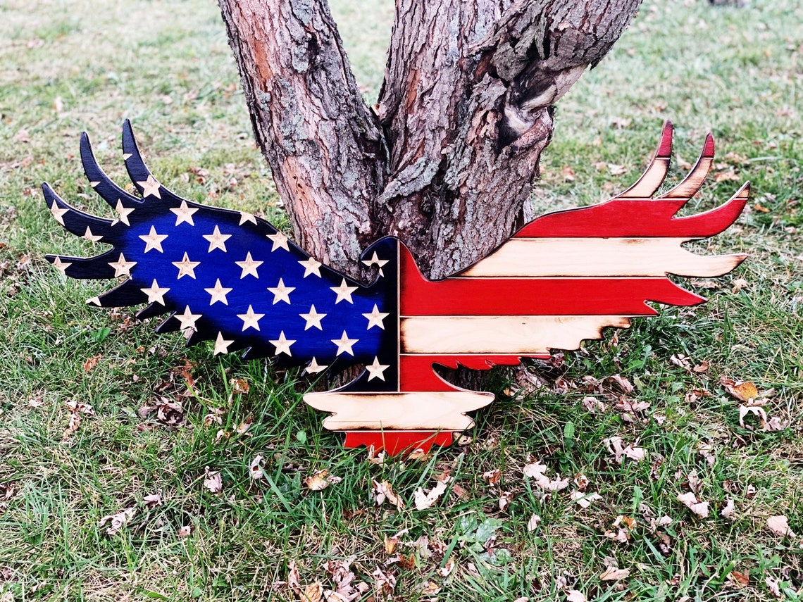 American Eagle Wood Flag Plaque USA Etsy