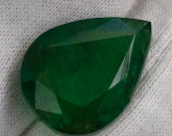 Natural Zambia Emerald, Green Pear Cut, Loose Gemstone, 14.40 Carat
