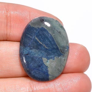 Blue Sieber Agate Cabochon: Oval Gemstone for Jewelry Making (27x21x5 mm, 25.5 Ct.)