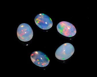 Ethiopian Opal Cabochon Lot, Natural Gemstone, Multi-Fire (8x6x4 mm)