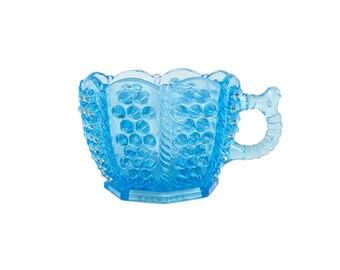 Vintage Blue Hobnail Tea Cup, Mid Century Collectible Glasss