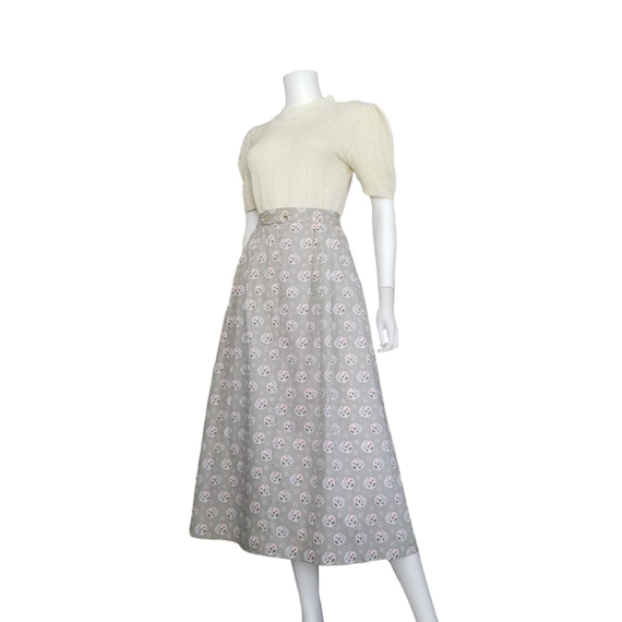 Vintage All Cotton Skirt, Large / Pleated Skirt w… - image 2