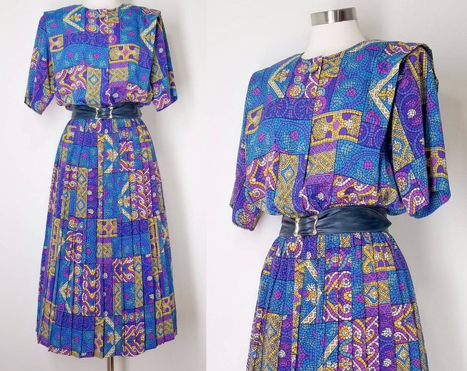 1980s Stained Glass Window Dress Womens Large Blouson Top Etsy