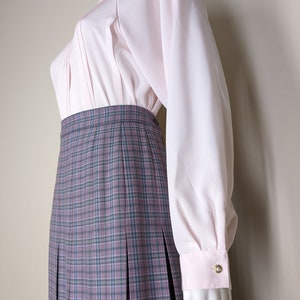 Vintage Pleated Wool Skirt, Small, Tartan Plaid School Girl Skirt, Topstitch Pleated Turnabout Skirt image 4