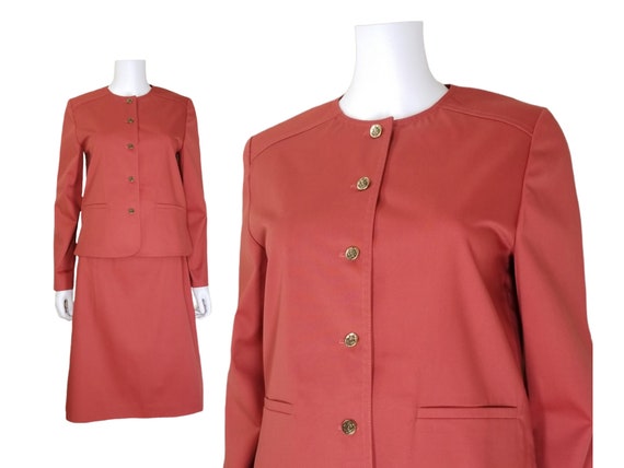 Vintage 70s Skirt Suit, Medium / Mod Twill Suit w… - image 1