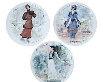 Vintage Women of the Century Porcelain Plate / 70s Limoges Collectible Plate / Cabinet Plate / Fashion Couture Vintage Gallery Wall Decor